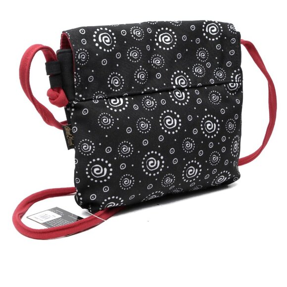 Laurel Burch Butterfly Canvas Shoulder Bag Crossbody Fabric Messenger Red Black - Picture 4 of 8